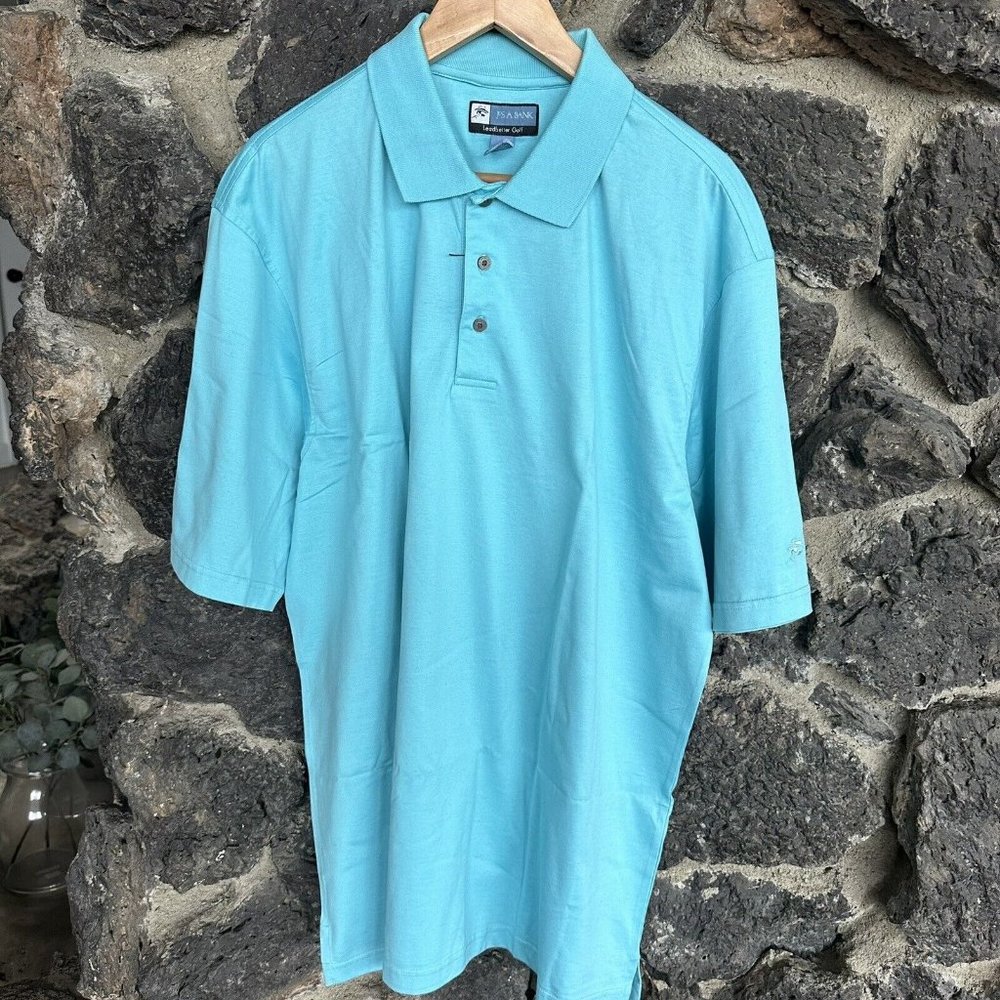 Men's Jos A‎ Banks Leadbetter Golf Polo XL Turquoise